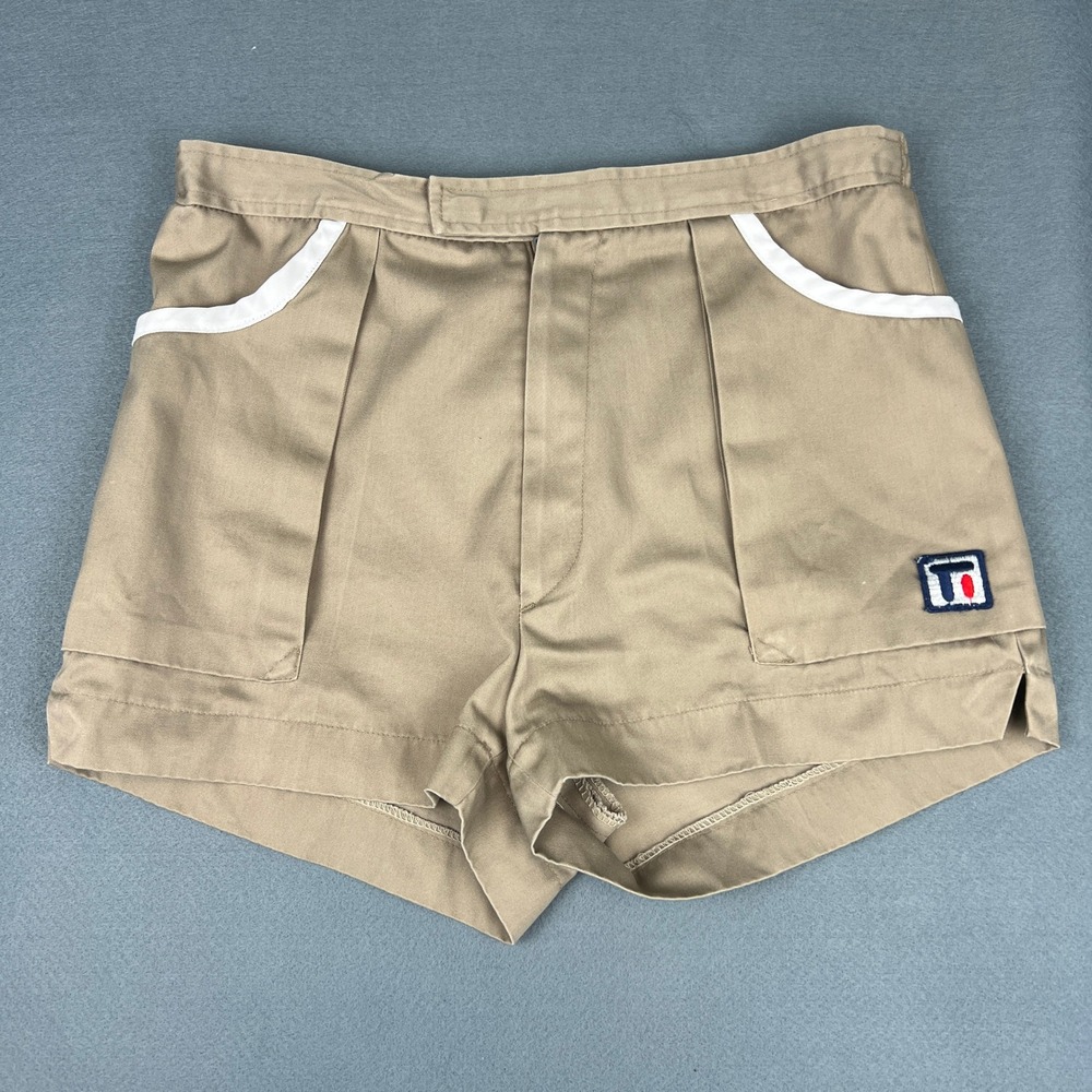 Vintage 80s 90s Todd 1 Khaki Uniform Shorts Sz 30 Tan High Waist Retro Uniform
